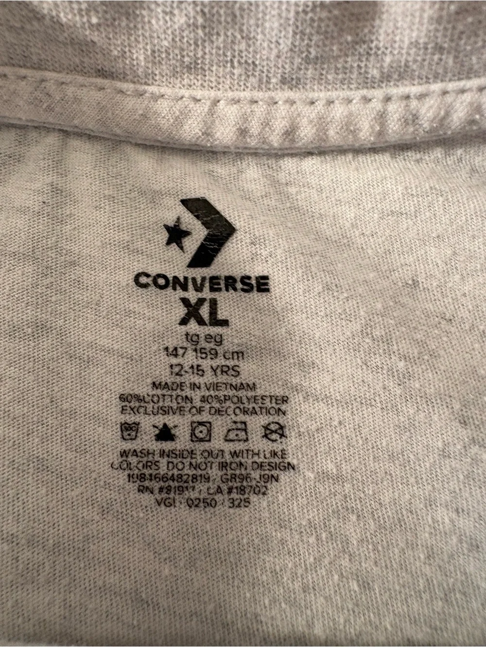 Converse All Star Youth XL 12-15 Gray Graphic T-Shirt